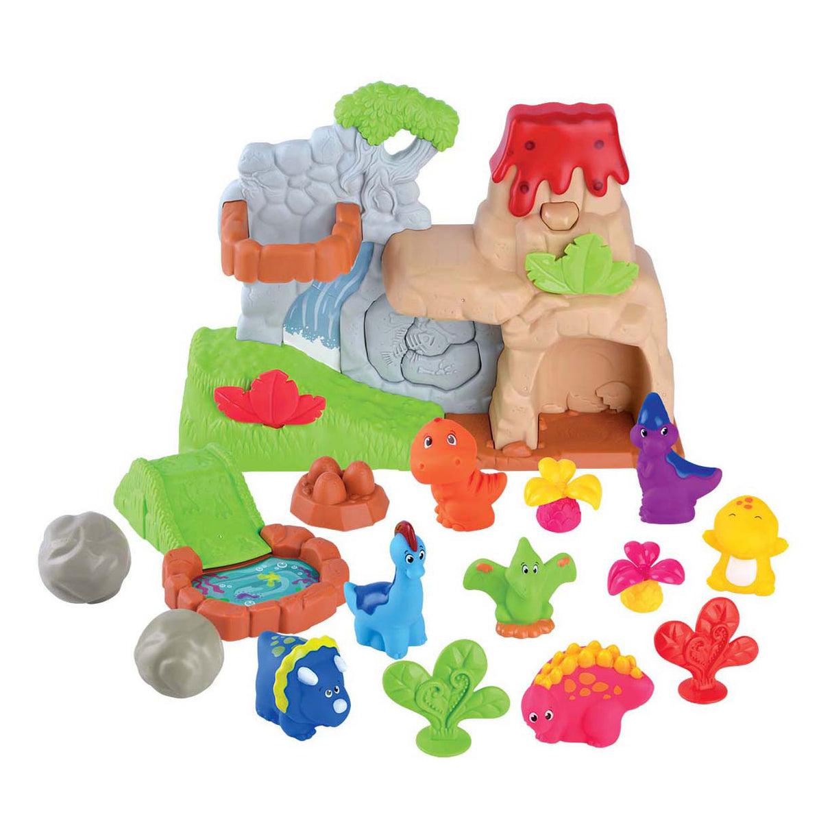Playgo Dinosaurier mit Vulkan-Spielset – 20 Teile.