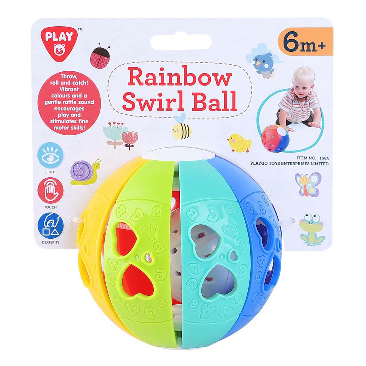 Playgo Regenbogen-Wirbelball mit Rasselgeräusch