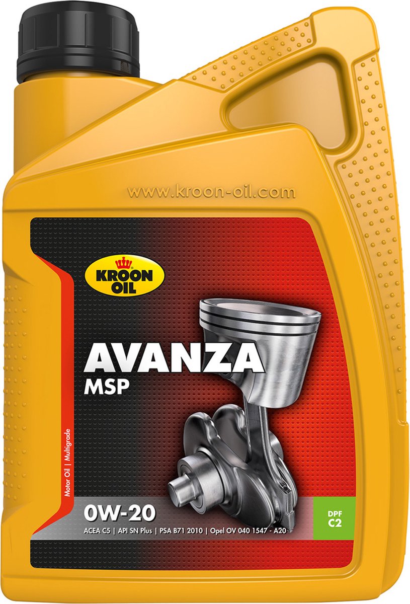 Kroon-Oil – Avanza MSP 0W-20 – synthetisches Motoröl – 1 Liter – transparent