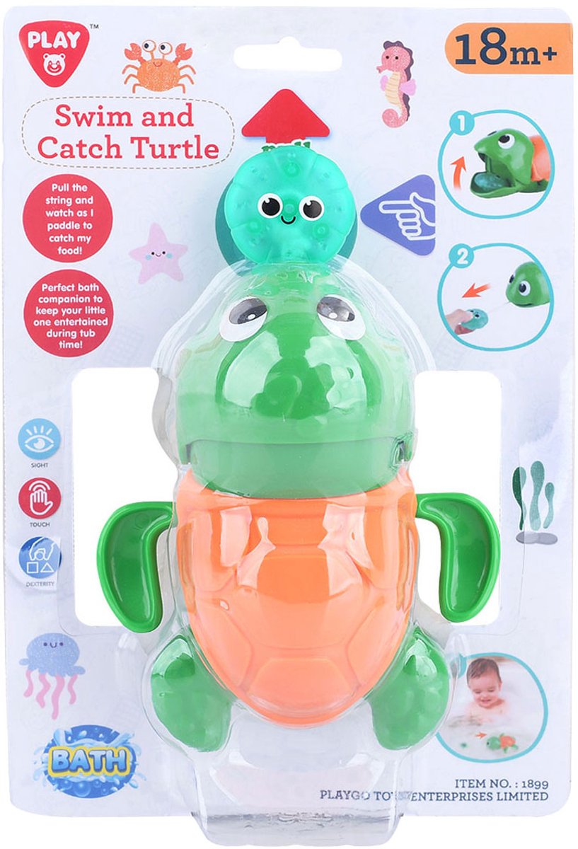 Playgo Badespielzeug zum Fangen und Schwimmen von Schildkröten – 2 Teile.