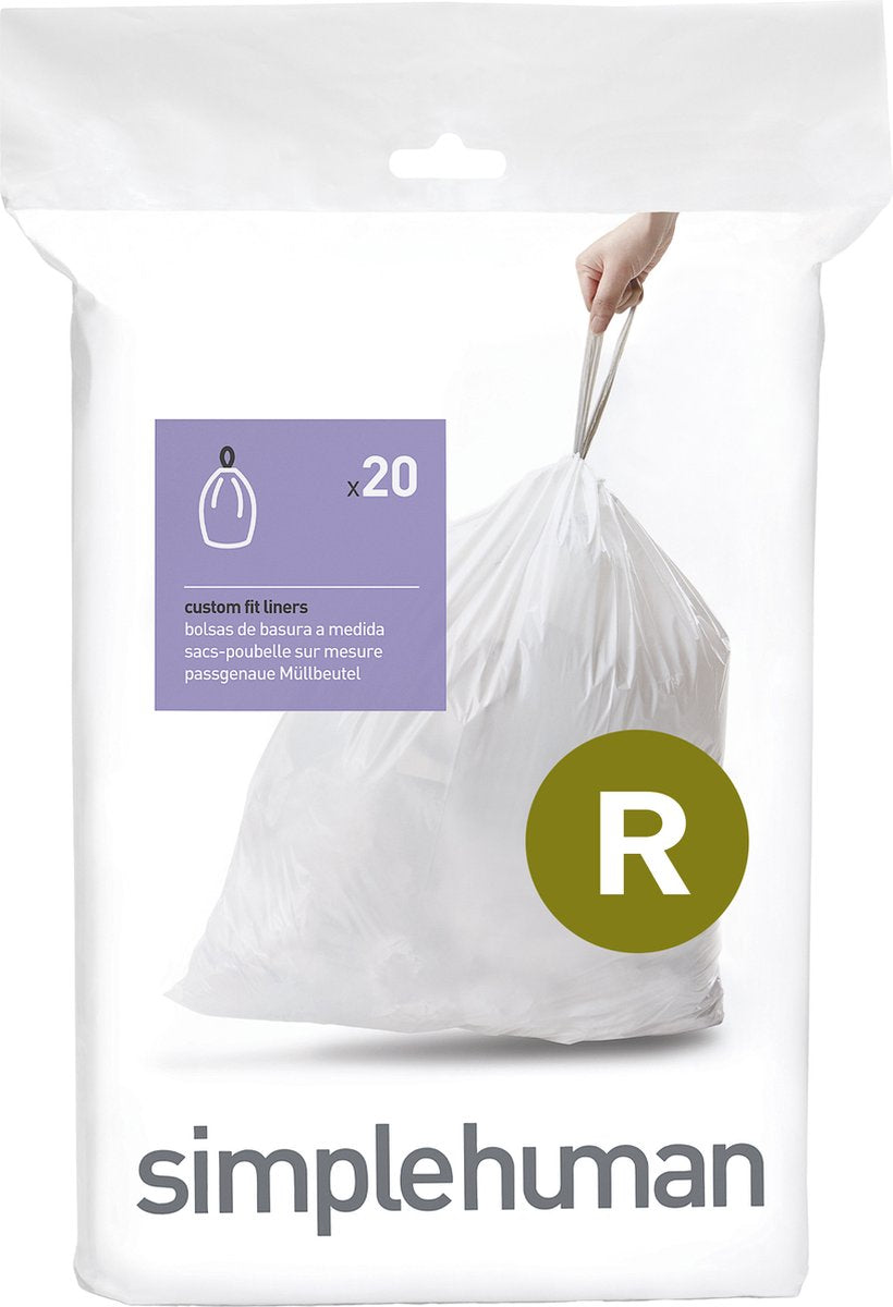 Simplehuman Code R Abfallbeutel – 10 Liter – 20 Stück – mit Kordelzug – weiß