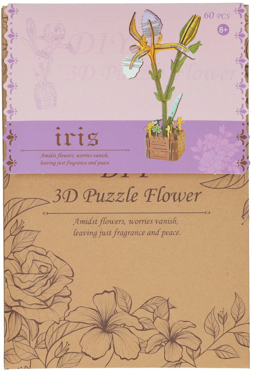 3D-Bausatz Iris aus Holz - 60 Teile.