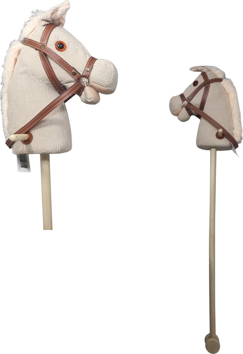 Spielholz - Steckenpferd beige Rippe mit Klang - Cord