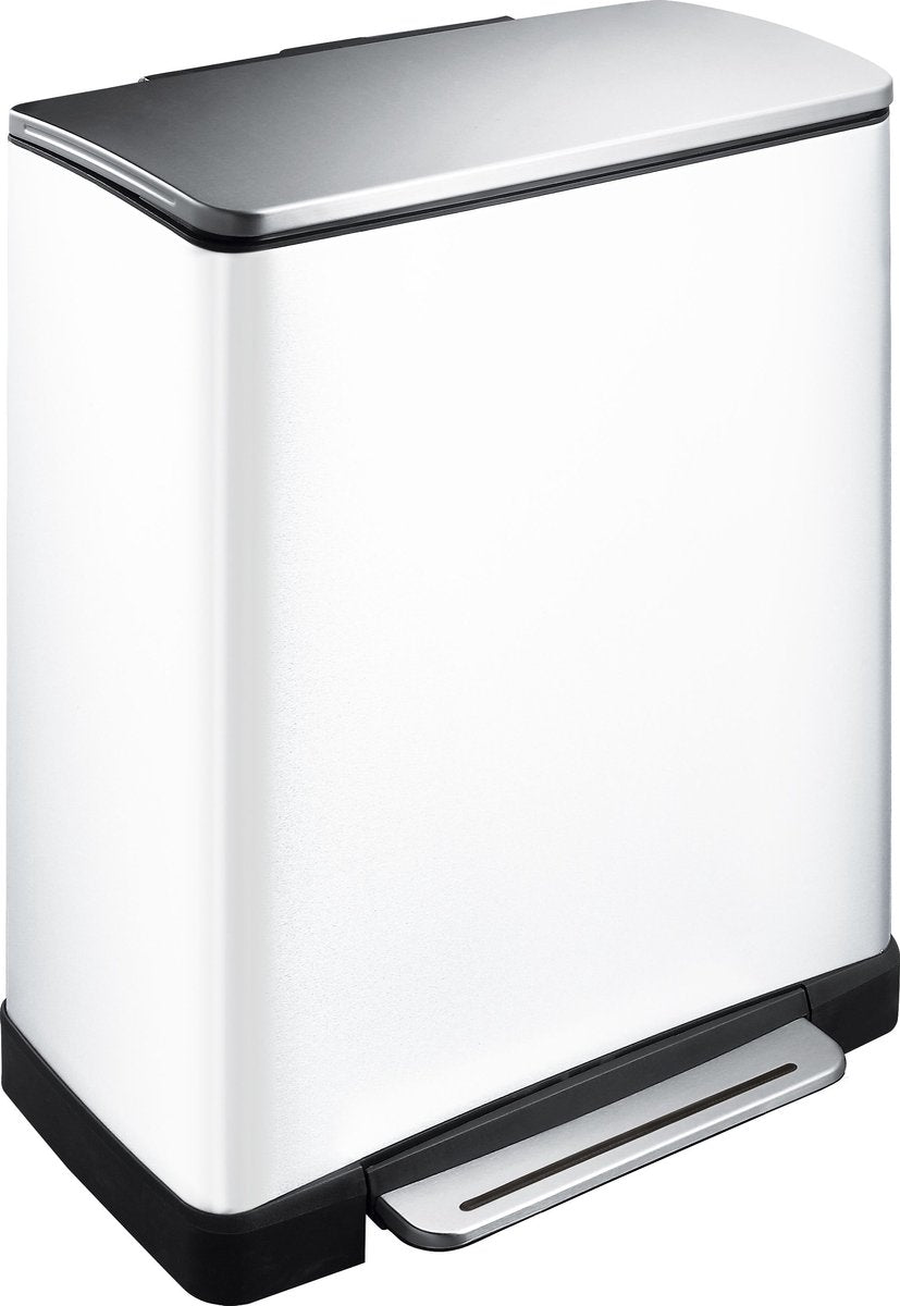 Eko - e-cube recycling pedaalemmer 28+18 liter - stainless steel plastic - wit, mat rvs - prullenbak