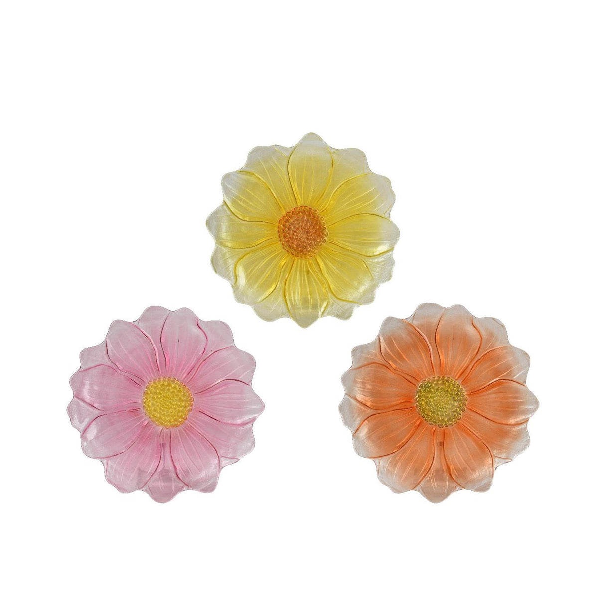 Decoris ontbijtbord bloem glas ã˜23xh2,5cm 3 assorti