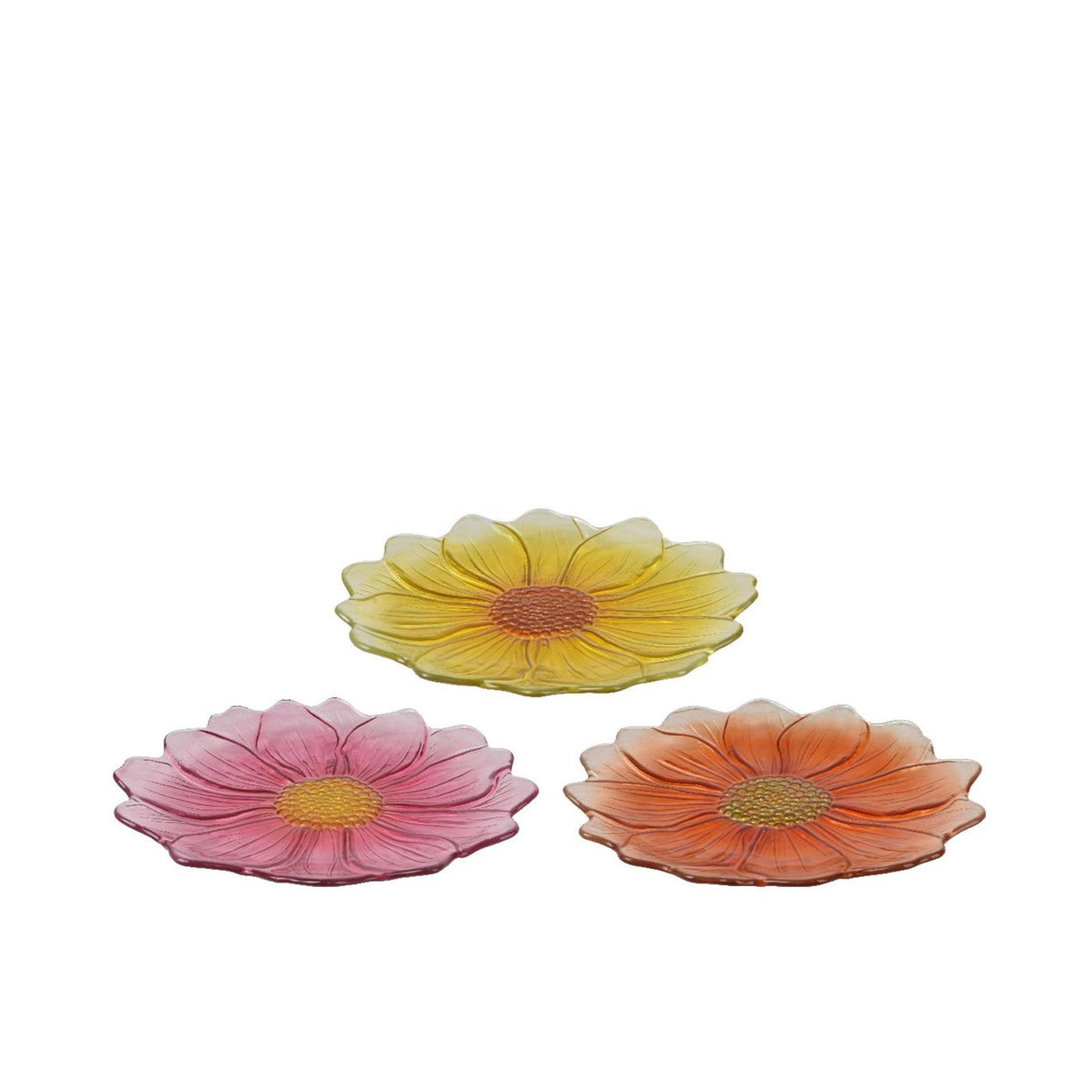 Decoris ontbijtbord bloem glas ã˜23xh2,5cm 3 assorti