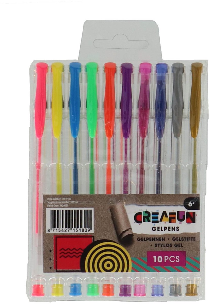 Creafun Gelstifte Neon Glitzer Metallic 10 Stück | 6 Stück