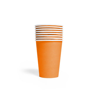 8 papieren bekertjes 210 ml oranje | 4 stuks
