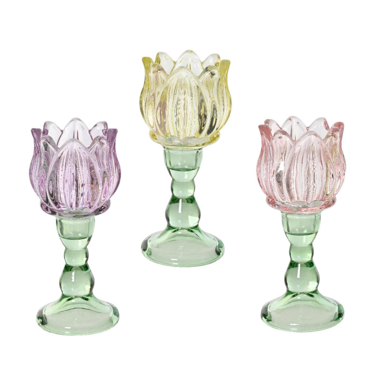 Decoris Teelichthalter Glas Tulpe H16cm