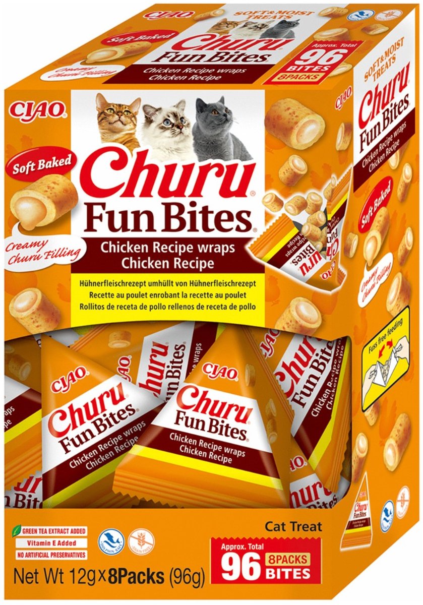 Inaba churu fun bites chicken wraps - kattensnack - kip 12x8 g