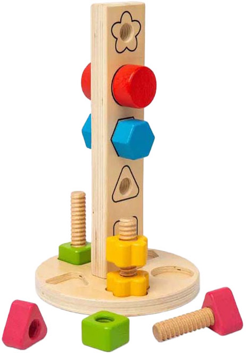 Bigjigs Holzmutter- und Bolzenturm, 11-tlg.