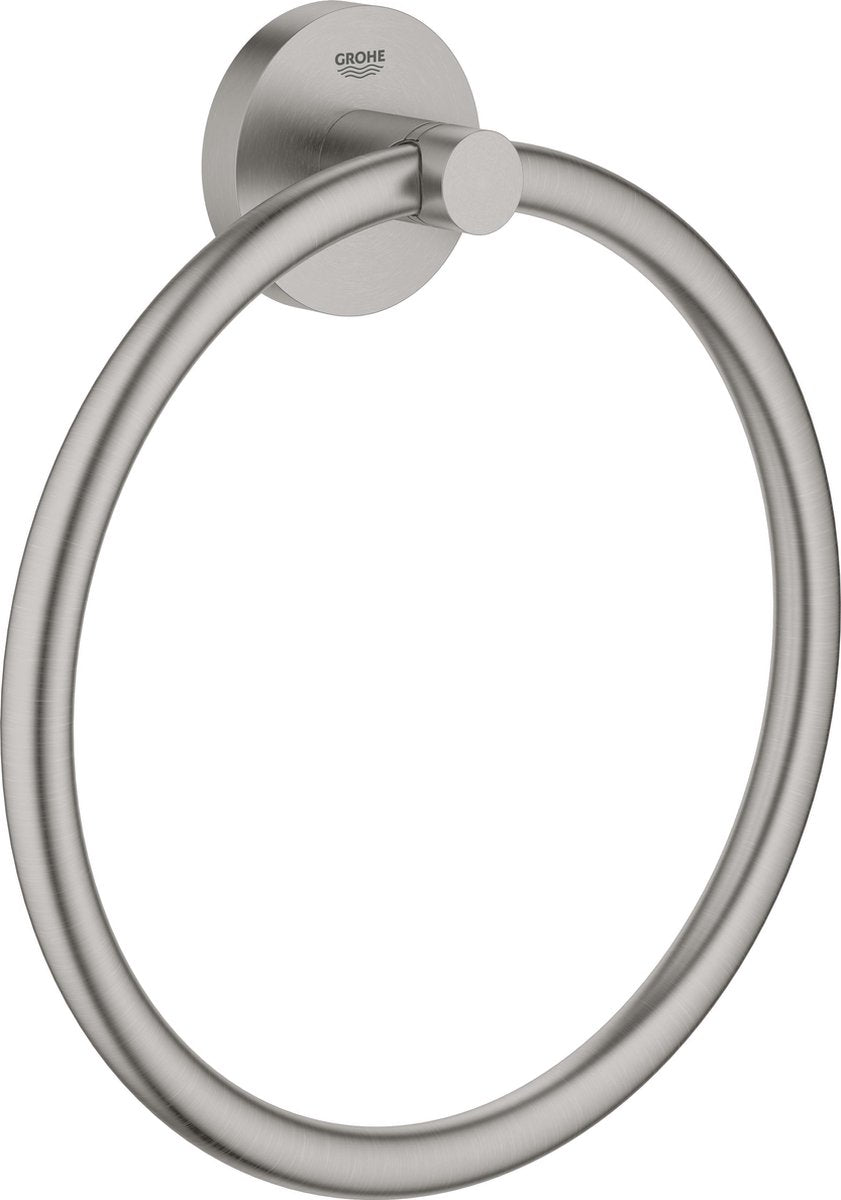 Grohe Essentials Handtuchring – Super Steel (Edelstahloptik) – ø 18 cm – 40365dc1