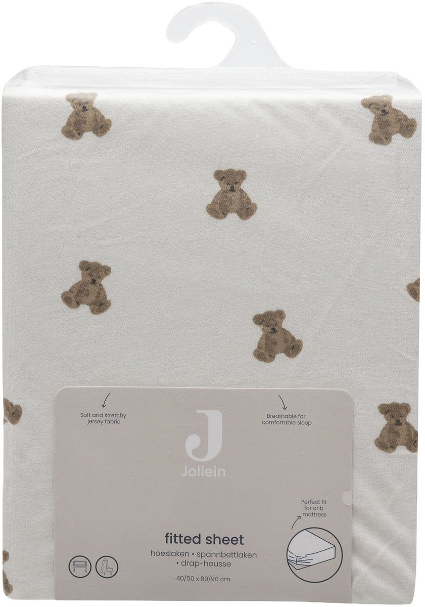 Jollein hoeslaken - 70 75x140 150 cm - jersey - mini teddy bear