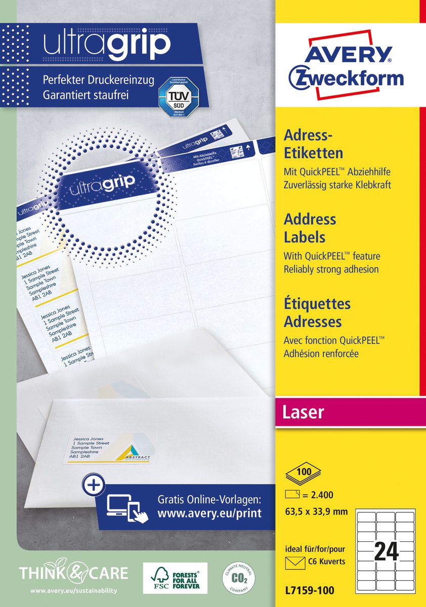 Avery -l7159-100 Laseretiketten