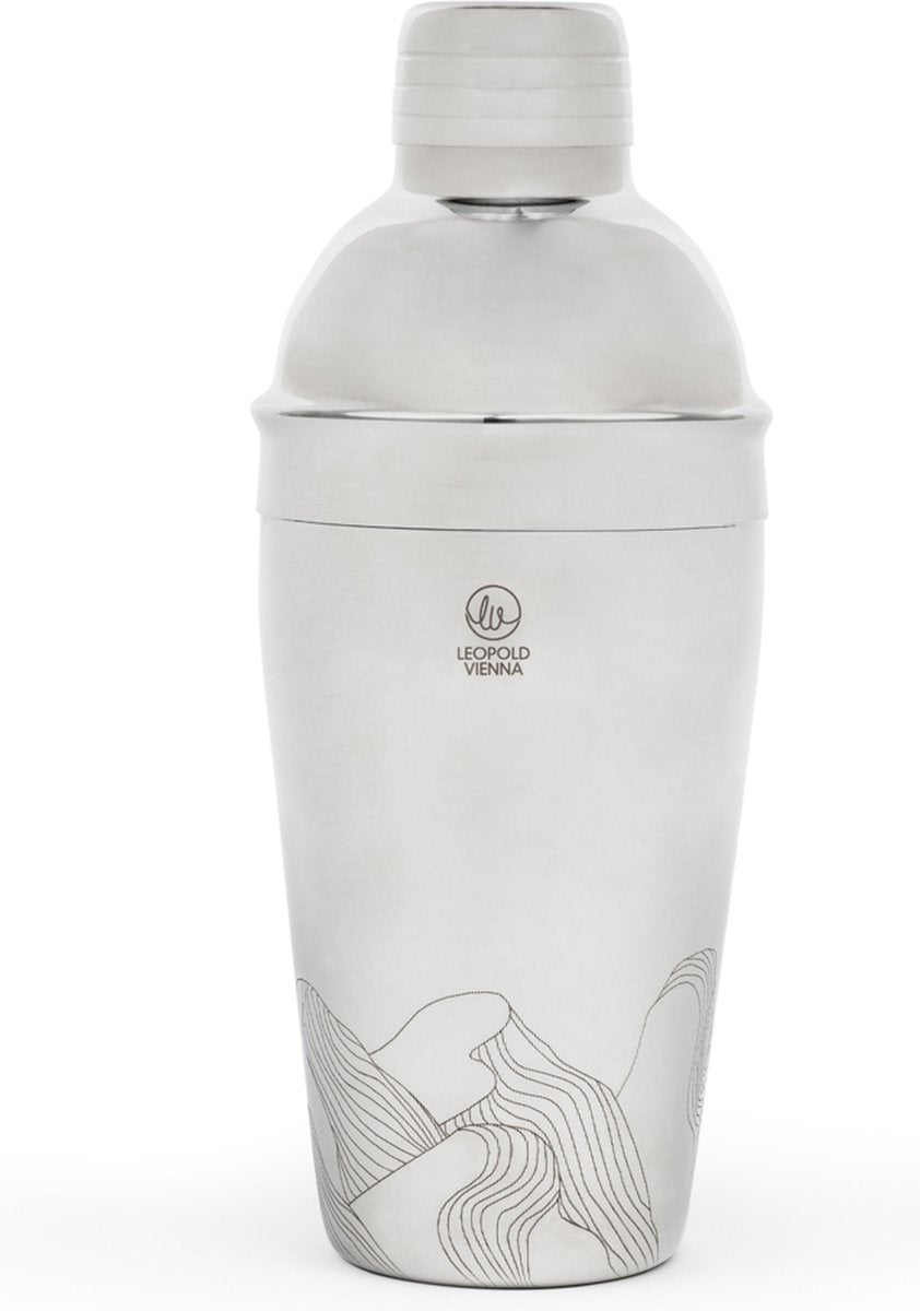 Leopold vienna - cocktail shaker 500ml rvs mountains - shakebeker - met lasergravure