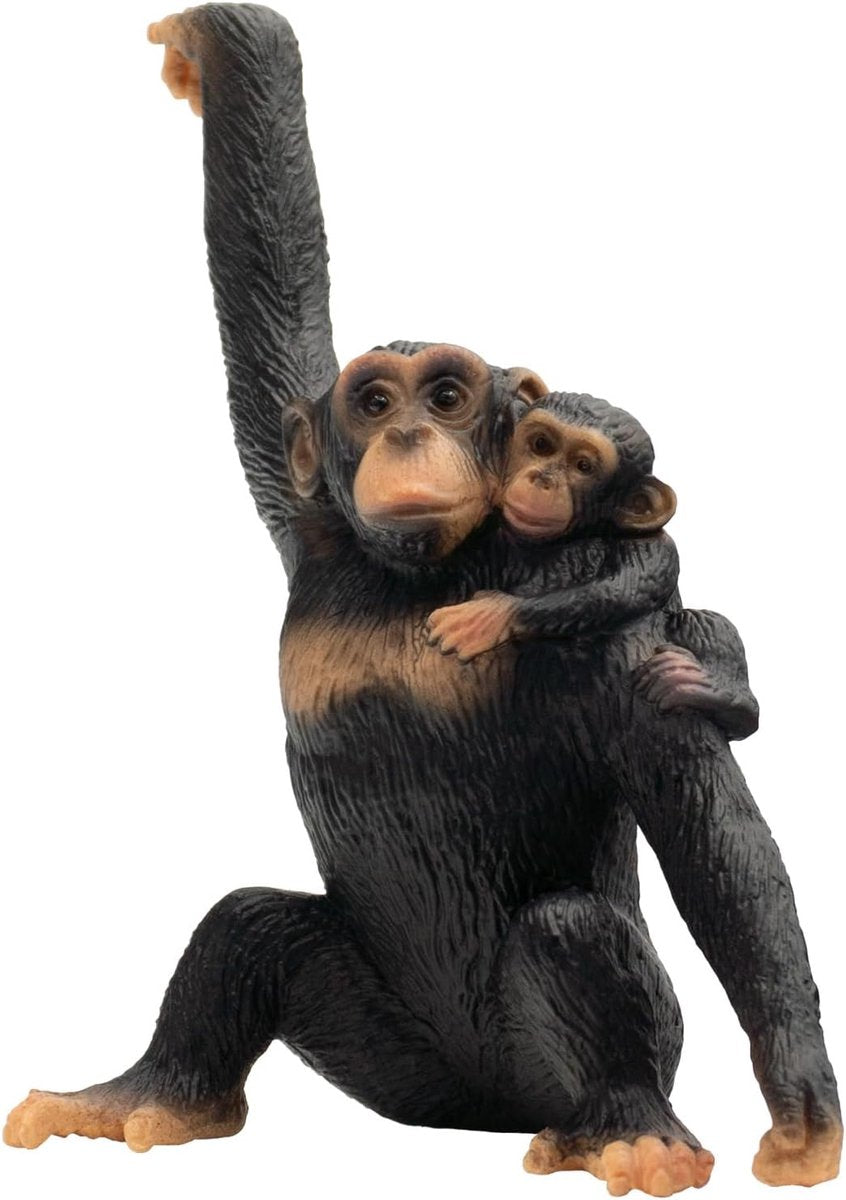 Bullyland 63594 – Schimpanse mit Baby – ca. 8,5 cm – realistische und handbemalte Tierfigur – ideal für Lernspiele, Naturgeschichten oder Dekoration für Kinder ab 3 Jahren