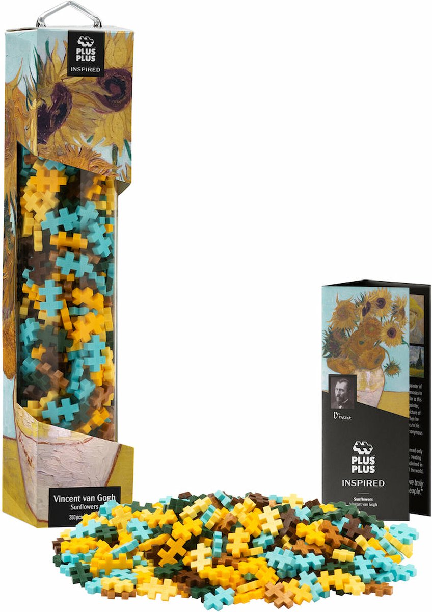 Plus-Plus Inspired – Van Gogh Sonnenblume – 5163 – Konstruktionsspielzeug-Kunstwerk – Konstruktionsspielzeug – Set mit 350 Bausteinen – ab 7 Jahren