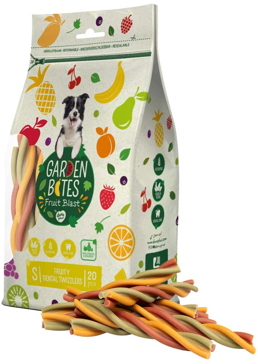 Garden Bites duvoplus – fruchtige Dental Twizzlers Hundesnacks – Hundeleckerlis – vegetarisch, glutenfrei – extra groß, 3 Stück