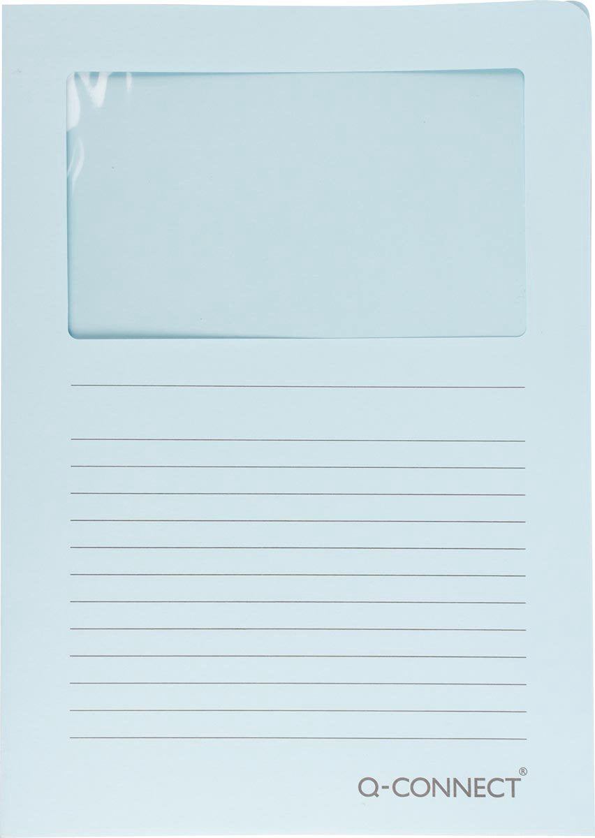 Q-connect L-Karte mit Fenster | 120 g m² | a4 | Packung mit 100 Stück | hellblau