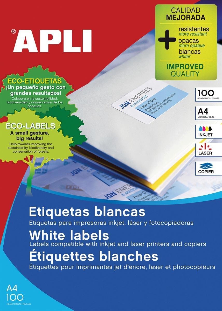 Apli 01280 weiße Etiketten – 100 x 4 Stück – Größe 105 x 148 mm – rechte Ecken