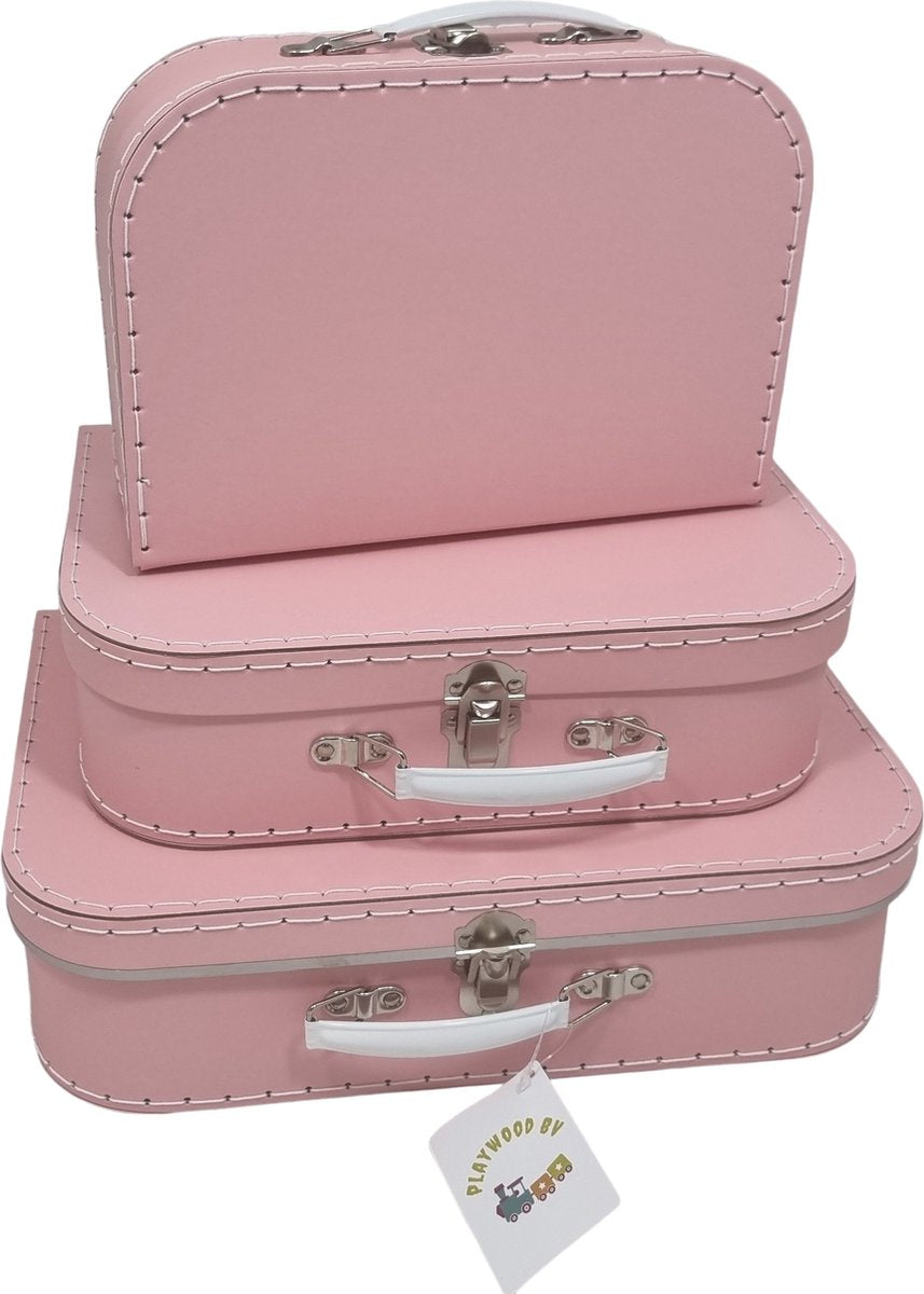 Playwood Cardboard Koffer Set Pink, 3st.