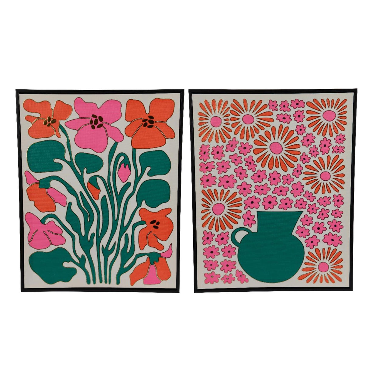 Decoris-Gemäldeleinwand FSC 100 % 2,8 cm x B. 40 cm x H. 50 cm mit rosa-grünen Blumen