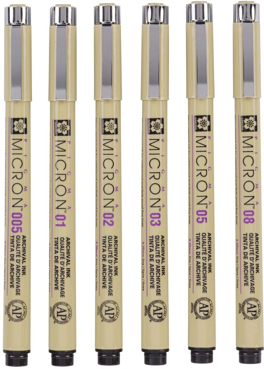 Sakura Pigma Micron Federmäppchen 6 Fineliner schwarz