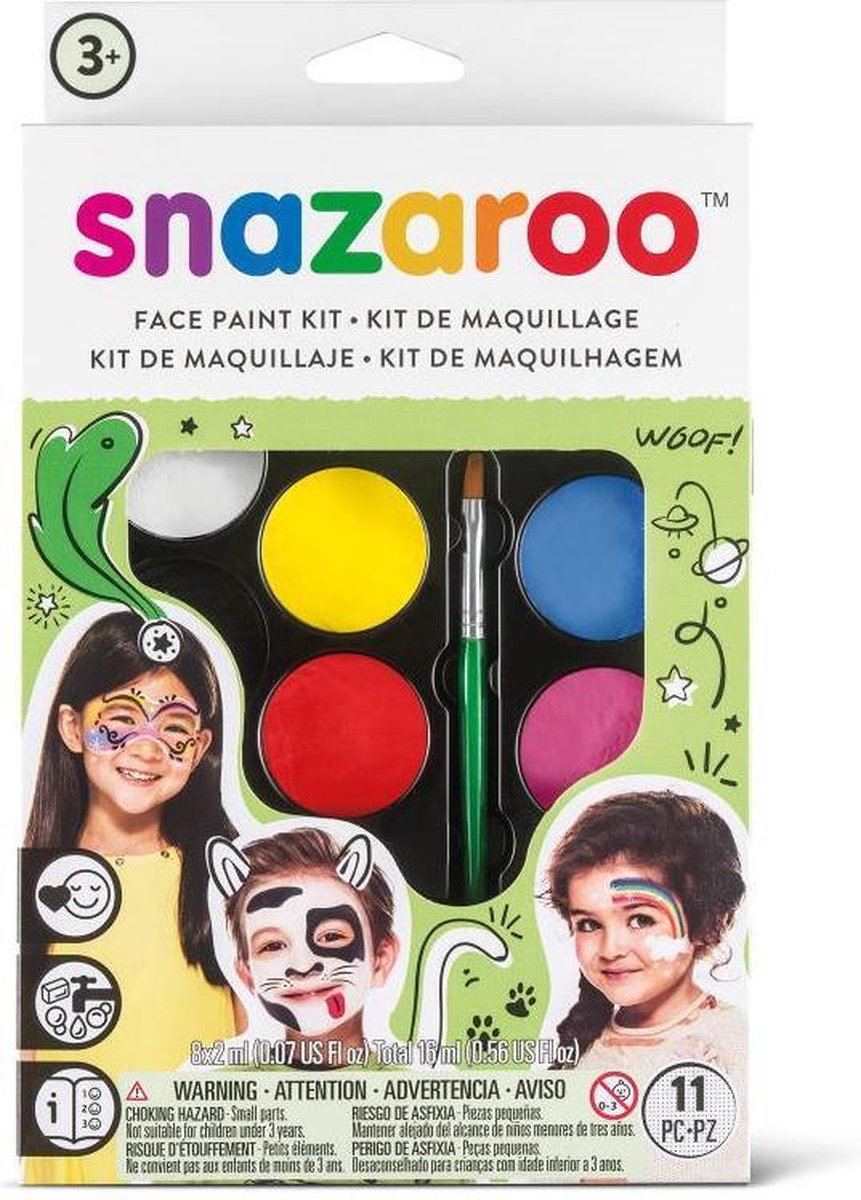 Snazaroo schmink set rainbow met 20 voorbeelden