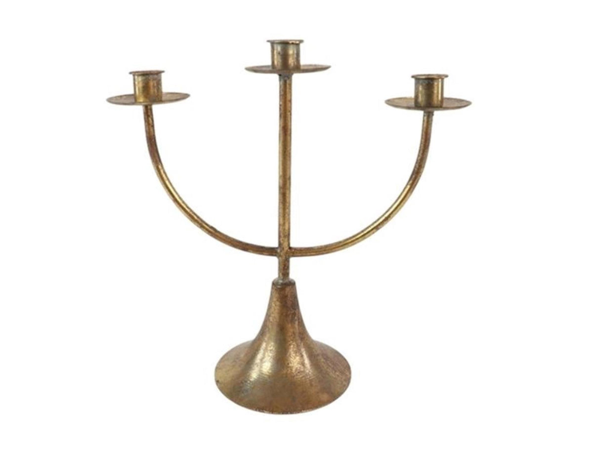 Hbx Natural Living Kerzenständer 3-armig Metall Gold 30x13x30cm