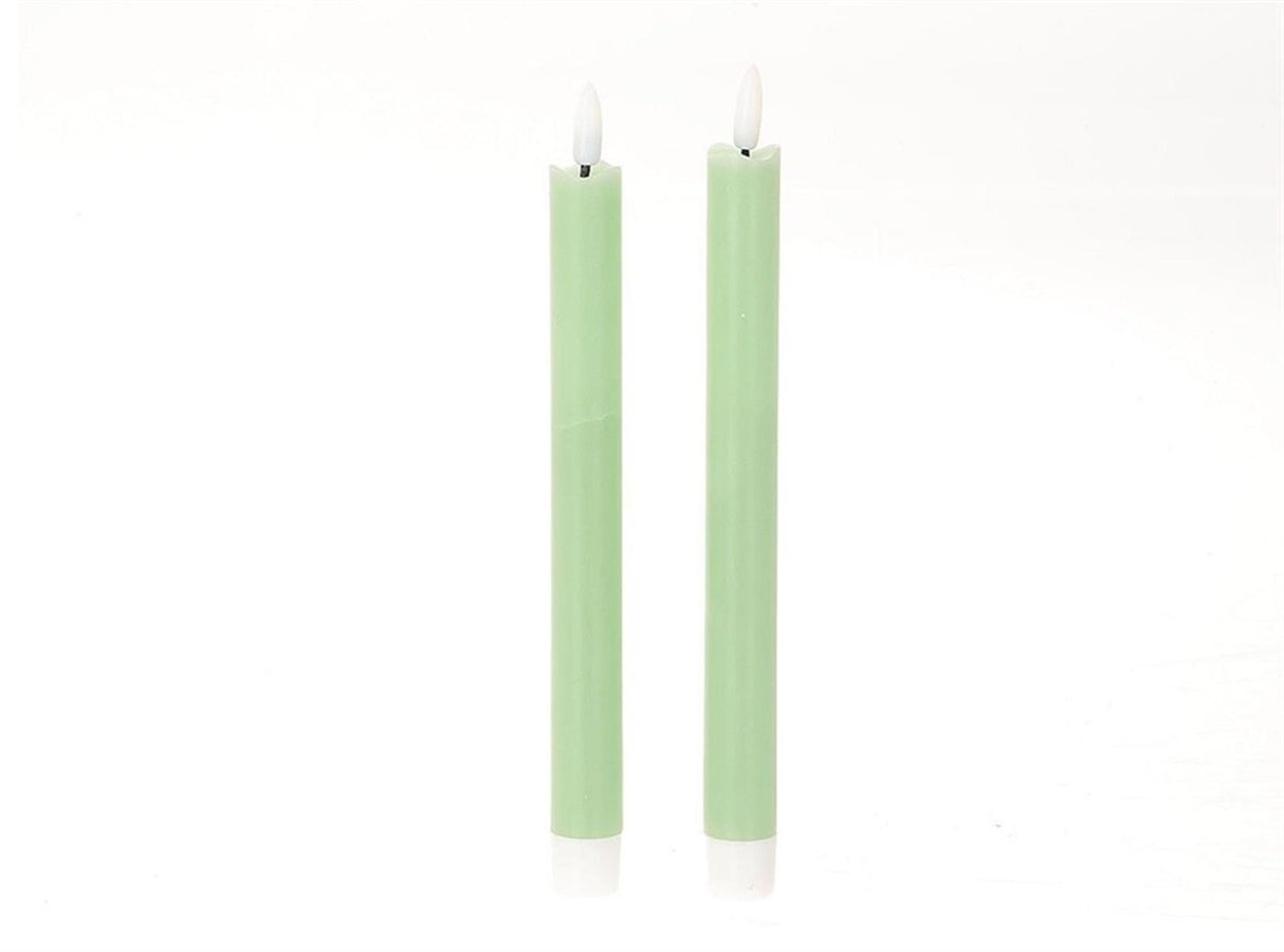 HBx Natural Living Dinner-Kerze LED-Flamme 24,5 cm grün