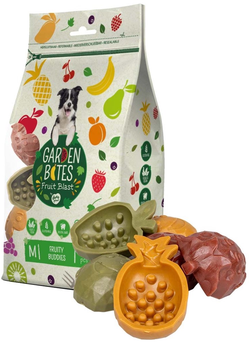 Garden Bites duvoplus – Fruity Buddies Hundesnacks – Hundeleckerlis – vegetarisch, glutenfrei – mittelgroß, 6 Stück