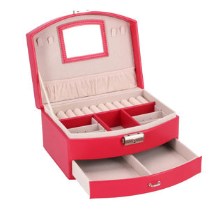 No Brand Schmuckschatulle Deluxe rosa Schmuckschatulle mit Spiegel und Schublade.