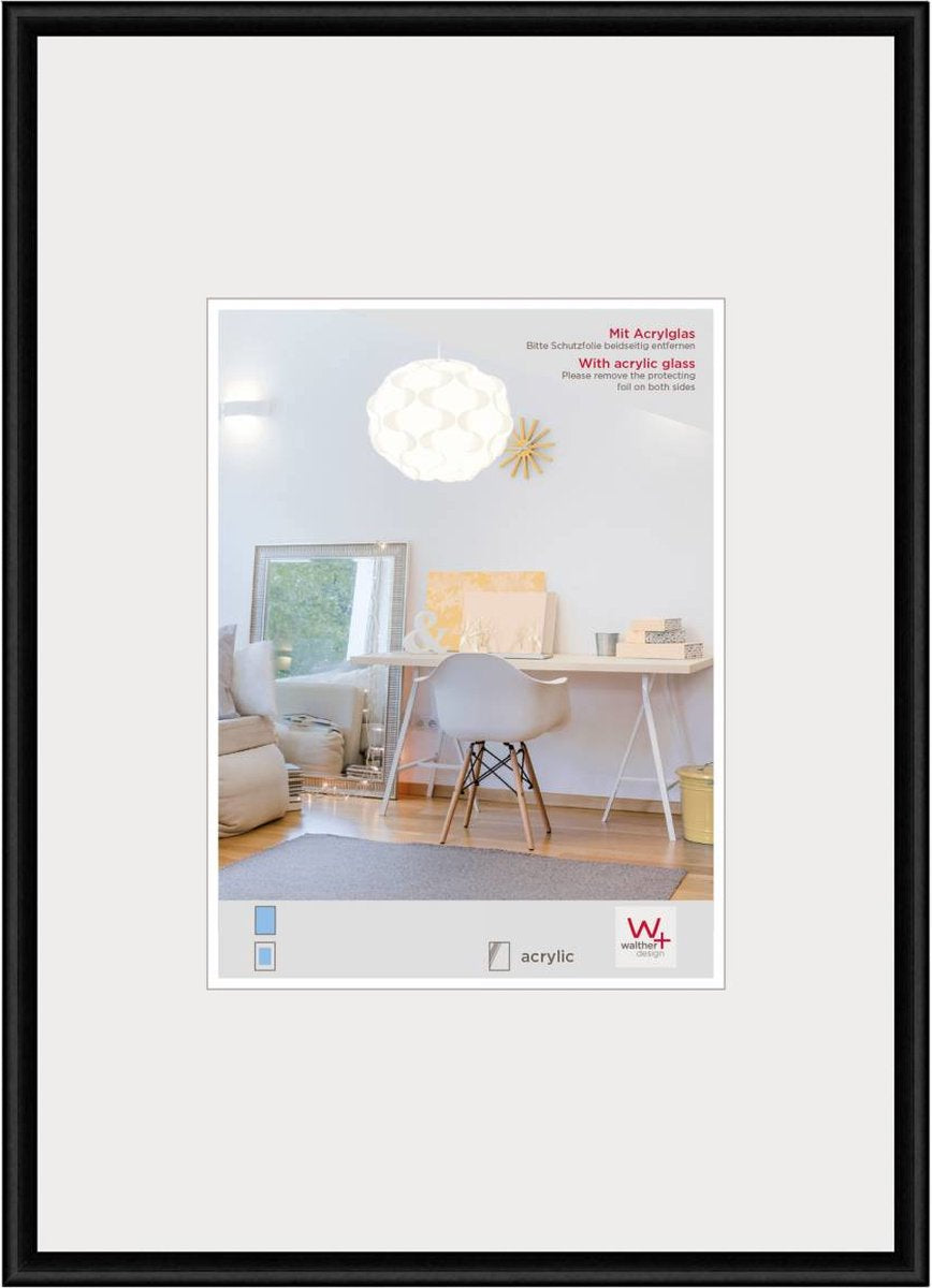 Walther New Lifestyle - Kunststoffrahmen - Fotogröße 50x70 cm - Kunstglas - Schwarz