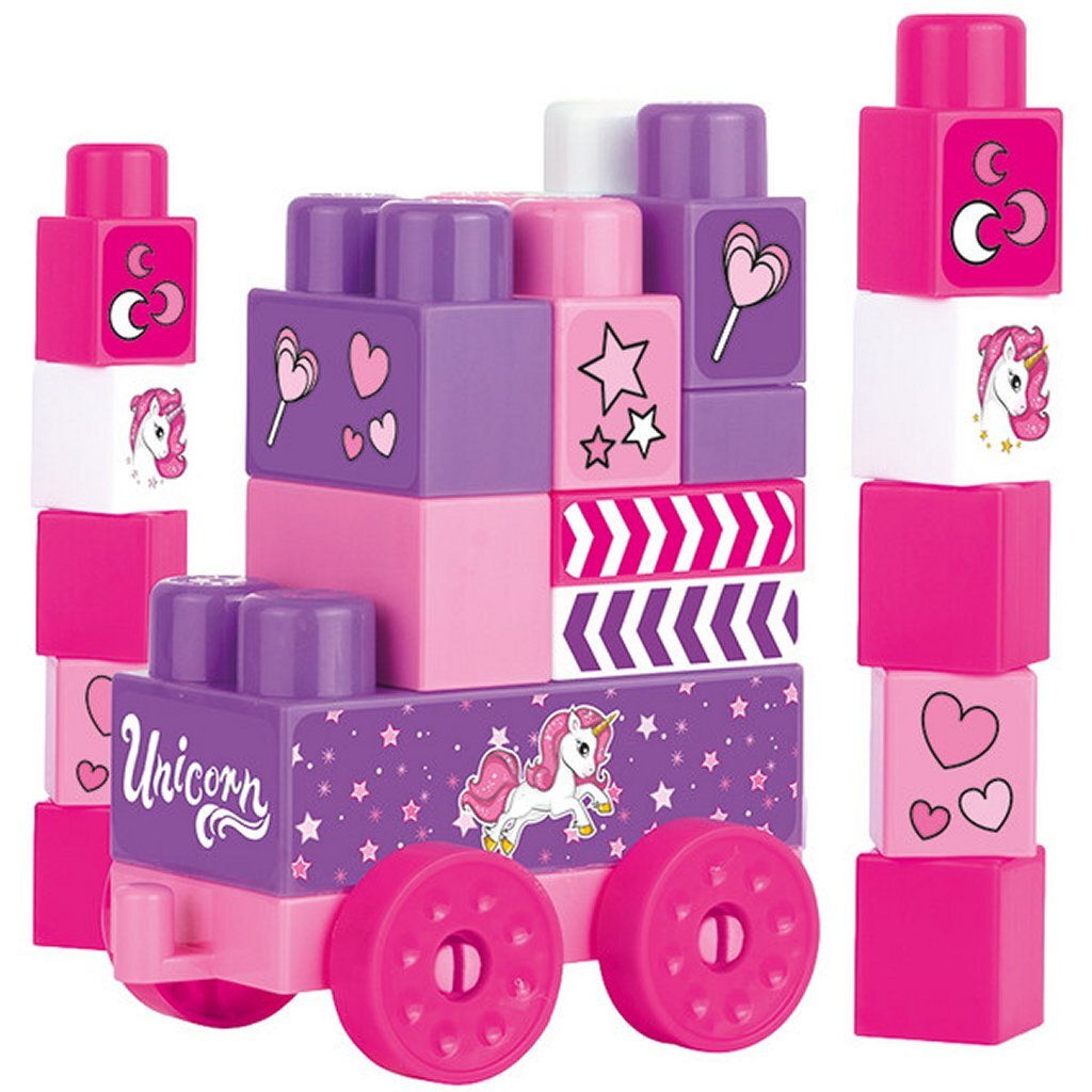 Dolu Dolu Unicorn JumBlocks Zug mit 25 Blöcken Pink