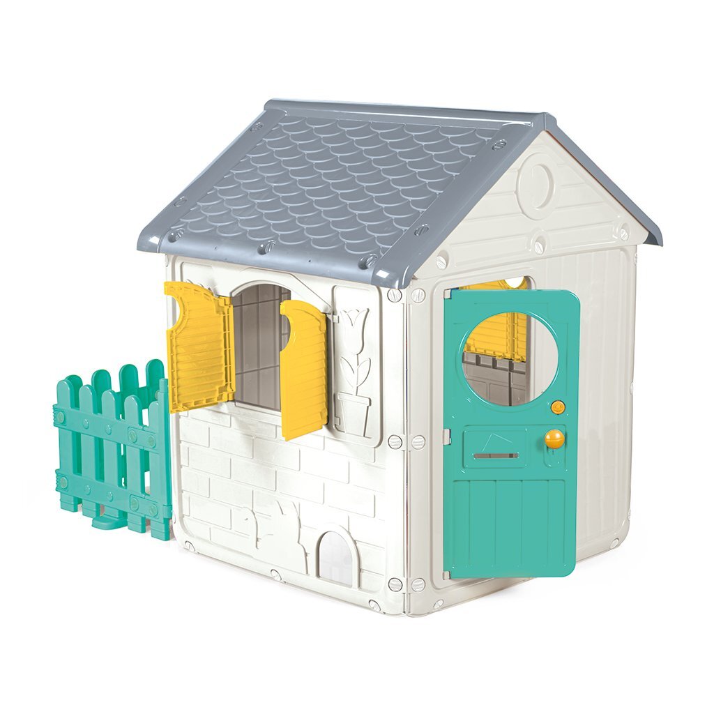Dolu Spielhaus 122,5x104x156 cm + Sound weiß grün grau gelb