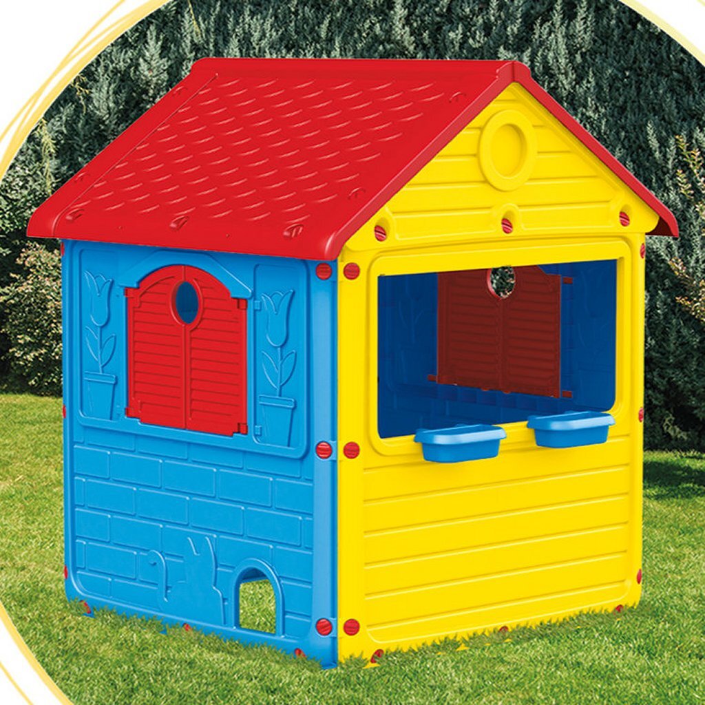 Dolu Dolu Spielhaus 132x104x104 cm Rot Gelb Blau