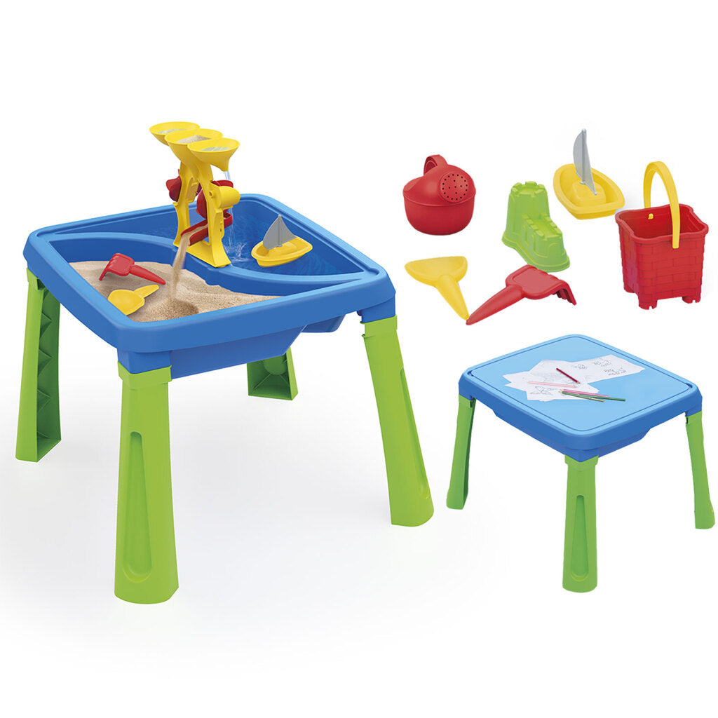 Dolu 3077 3-in-1 Sandwasserspiegel mit Zeichnungstisch blau grün