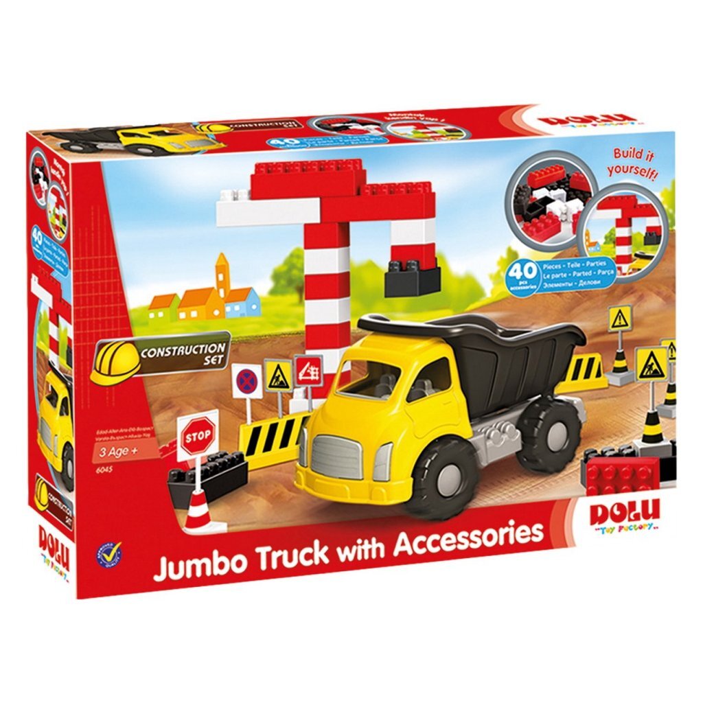 Dolu Jumbo-Bauwagen mit Zubehör 40-teilig