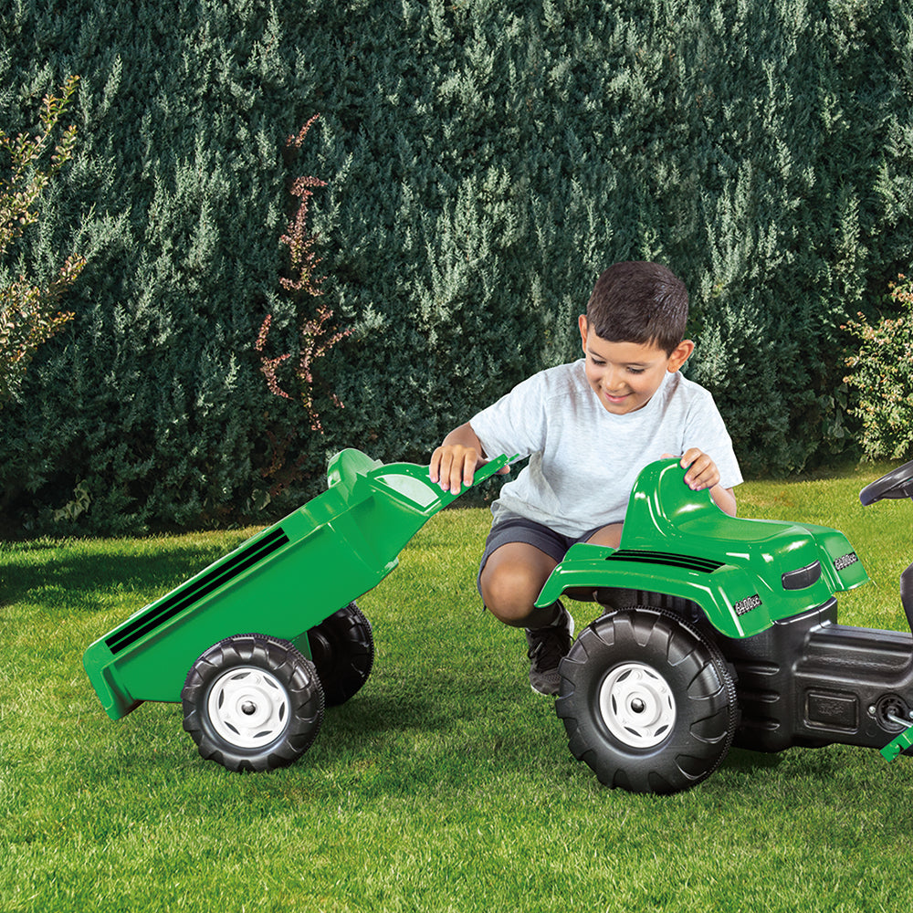 Dolu Pedal Traktor Bagger + Anhängergrün