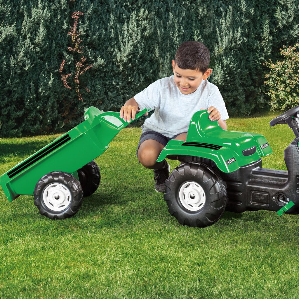 Dolu Pedal Traktor Bagger + Anhängergrün
