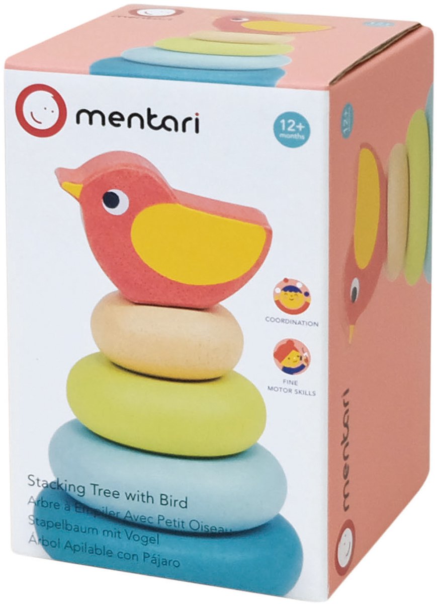 Mentari-Stapler – Baum mit Vogel – 7 x 7 x 10 cm – Holz – 1 Jahr
