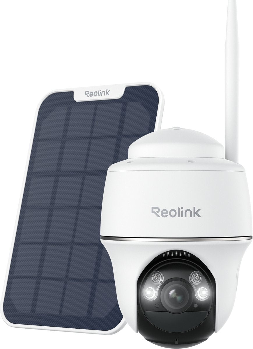 Reolink 2K 5 MP Sicherheitskamera mit Solarpanel, Schwenk- und Neigefunktion, 360° Betrachtungswinkel, kabellose Batterien, Farbnachtsicht, Personen-Fahrzeug-Erkennung, Argus-Serie B430 mit Solarpanel