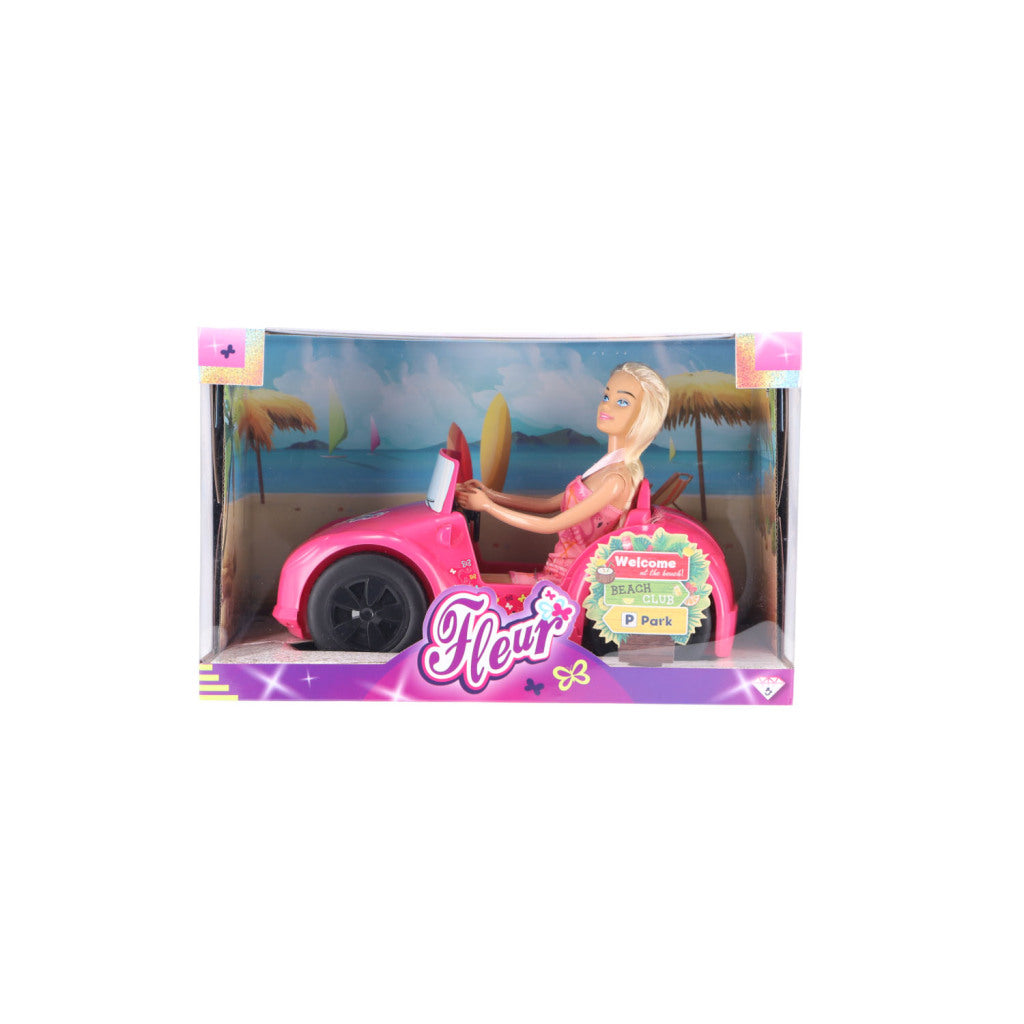 Fleur-Puppe mit Auto rosa