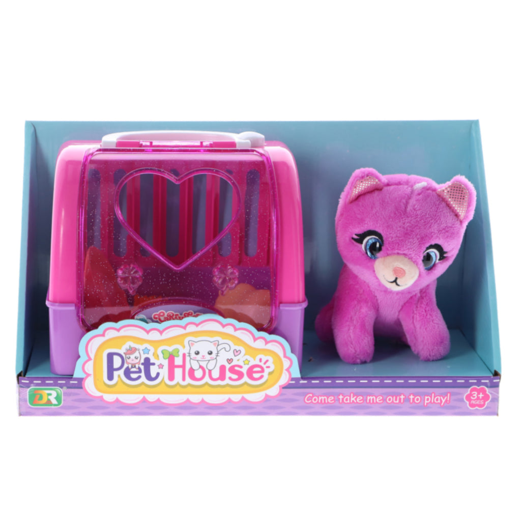Basic Pet House Kuscheltier Katze + Reiseetui und Zubehör