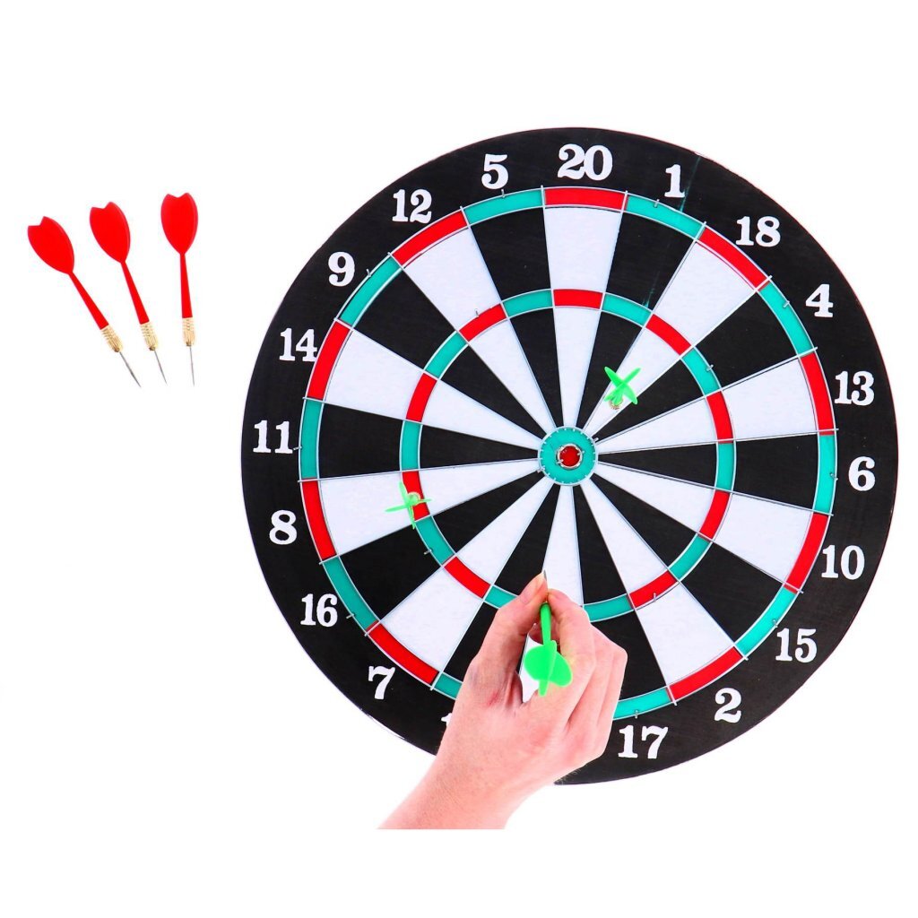 Keine Marke Dartscheibe zweiseitig mit 6 Pfeilen 37 cm | 3 Stück