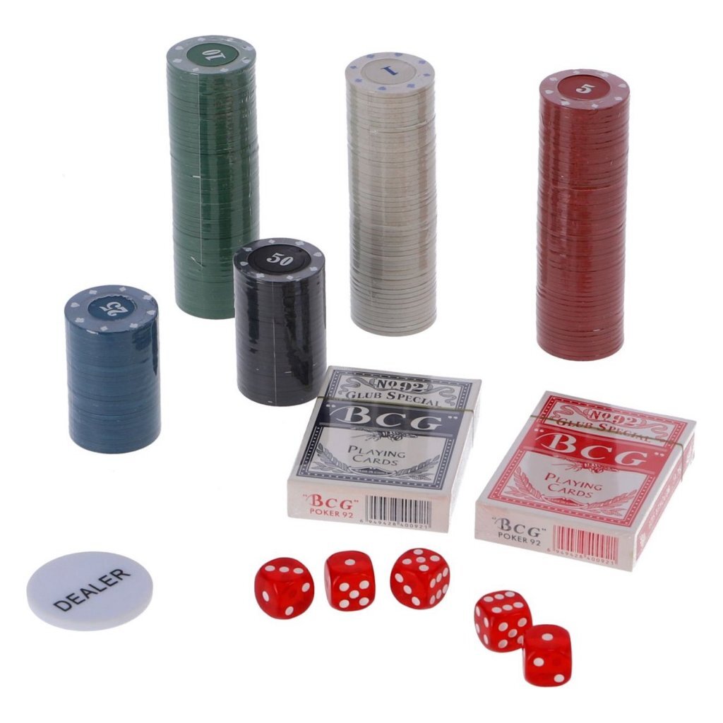 Osa Private Label Pokerset im Koffer 200 Stück mit 2 Decks Spielkarten und Chips