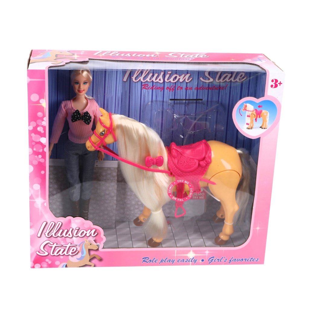 Keine Markenpuppe mit echtem Laufpferd-Spielset