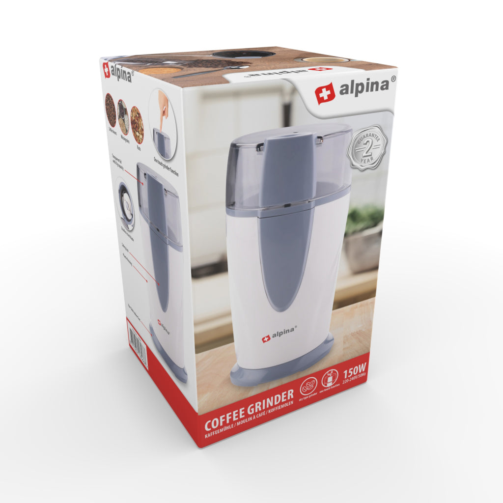 Alpina elektrische Kaffeemühle 150 W weißgrau