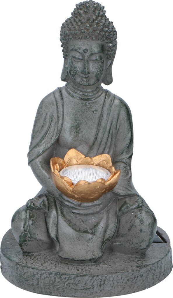Grundig Grundig Buddha-Statue mit Solarlampe LED An-Aus-Knopf Brenndauer 6-8 Stunden 17x16x27cm