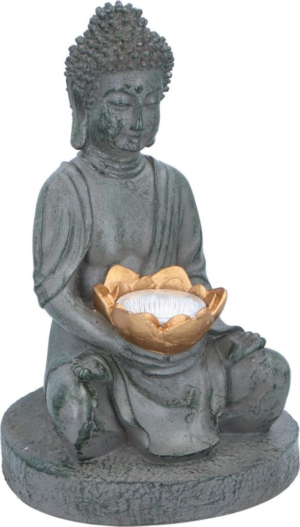 Grundig Grundig Buddha-Statue mit Solarlampe LED An-Aus-Knopf Brenndauer 6-8 Stunden 17x16x27cm